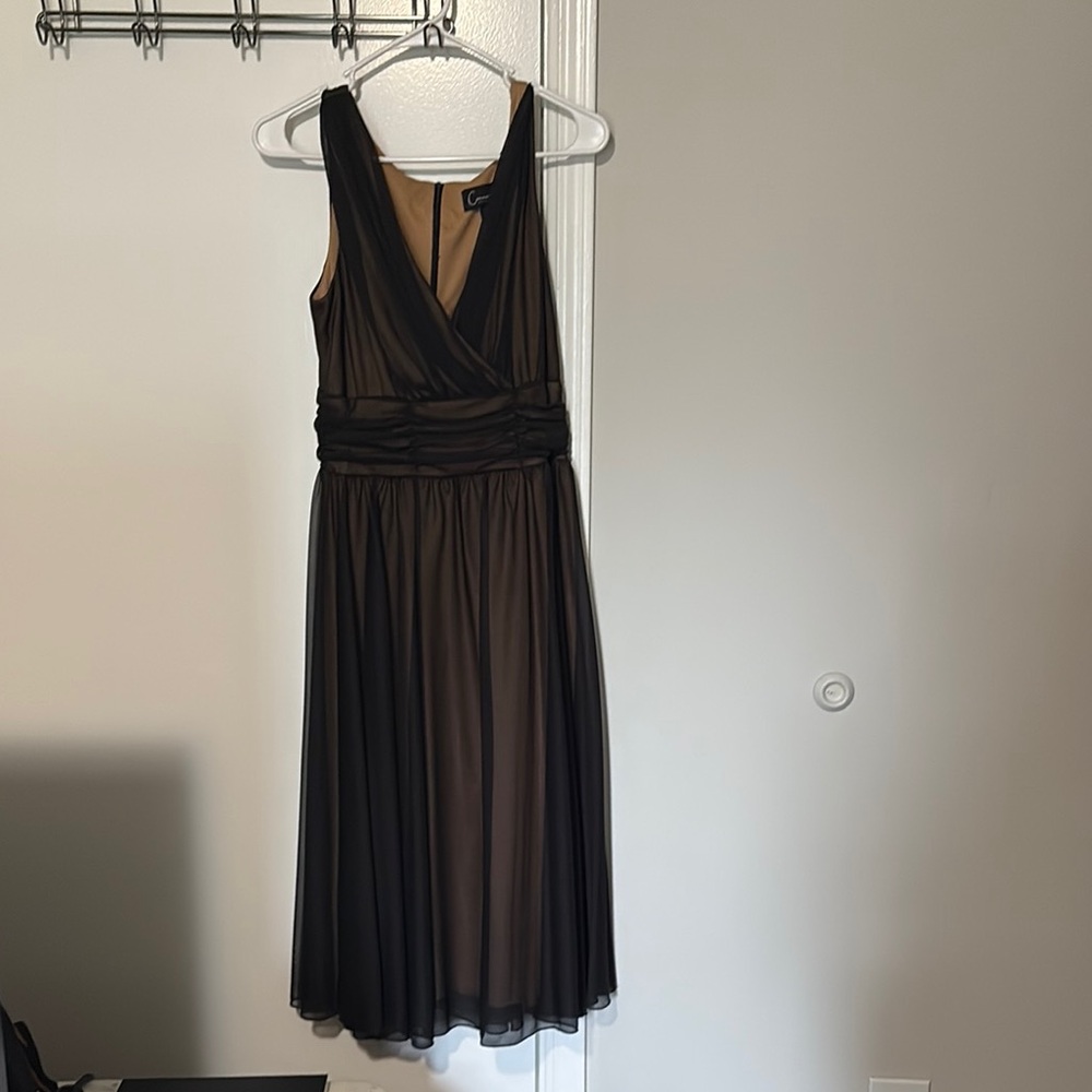 Connected Apparel Black Ruched Midi Sundress